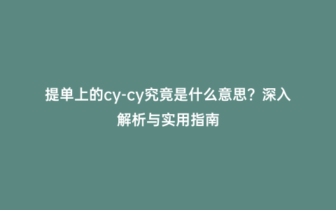 提單上的cy-cy究竟是什么意思?深入解析與實用指南