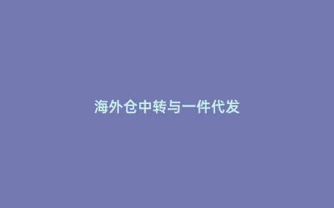 海外倉中轉與一件代發