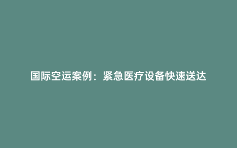 國際空運案例:緊急醫療設備快速送達