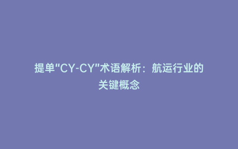 提單“CY-CY”術語解析:航運行業的關鍵概念