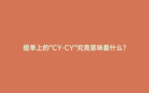 提單上的“CY-CY”究竟意味著什么?