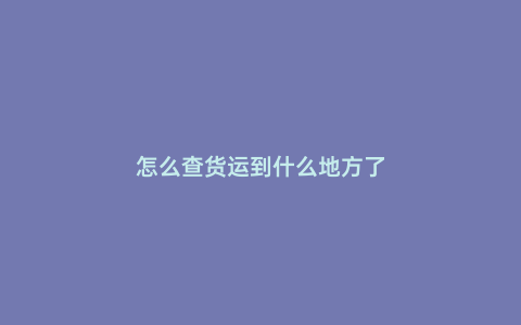 怎么查貨運到什么地方了