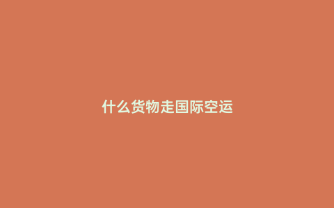 什么貨物走國際空運