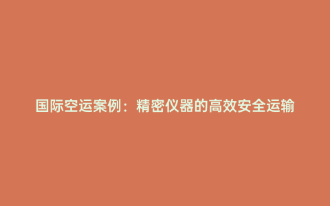 國際空運案例：精密儀器的高效安全運輸