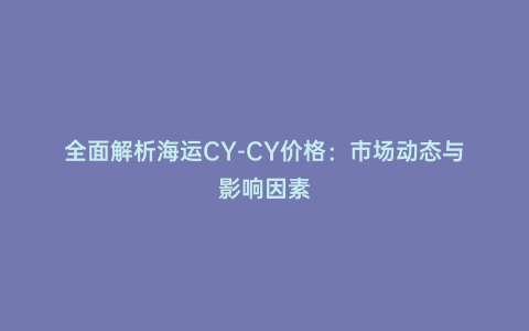 全面解析海運CY-CY價格:市場動態(tài)與影響因素