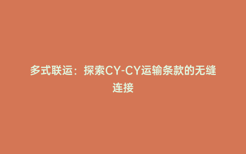 多式聯(lián)運(yùn)：探索CY-CY運(yùn)輸條款的無縫連接
