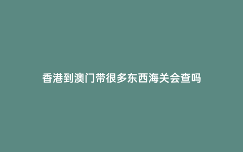 香港到澳門帶很多東西海關會查嗎
