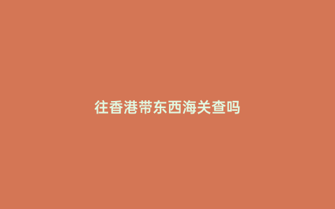 往香港帶東西海關(guān)查嗎
