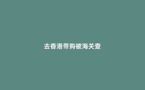 去香港帶購被海關查